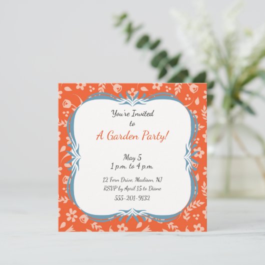 Invitation Floral orange d'invitation faite sur commande de (Debout devant)