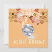Invitation Floral Orange Disco Ball nuptiale douche Invitatio (Devant)