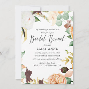 Invitation Floral Orange Fin Été Mariage Bridal Brunch En