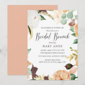 Invitation Floral Orange Fin Été Mariage Bridal Brunch En (Devant / Derrière)