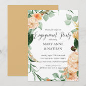 Invitation Floral Orange Fin été Mariage ENGAGEMENT PARTY (Devant / Derrière)
