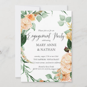 Invitation Floral Orange Fin été Mariage ENGAGEMENT PARTY