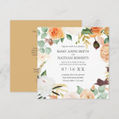 Invitation Floral Orange Fin été tout en un Mariage Invit (Devant / Derrière)