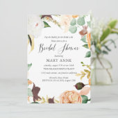 Invitation Floral Orange Mariage fin été Fête des mariées (Debout devant)