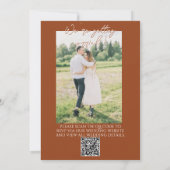 Invitation Floral Orange Terracotta Photo QR Code Wedding (Dos)