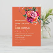 Invitation Floral orange vibre et rose rose (Debout devant)