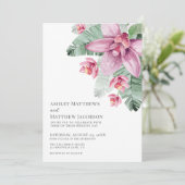 Invitation Floral Orchid Tropical Wedding (Debout devant)