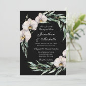 Invitation Floral Orchidées blanches sur Mariage chrétien noi (Debout devant)