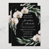 Invitation Floral Orchidées blanches sur Mariage chrétien noi (Devant / Derrière)