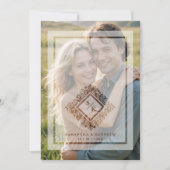 Invitation Floral Ornate Frame Diamond Shape Wedding Initials (Devant)