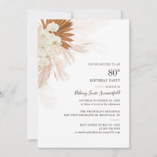 Invitation Floral Pampas Grass 80e anniversaire