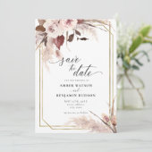 Invitation Floral Pampas Grass Boho Mariage Enregistrer La Da (Debout devant)