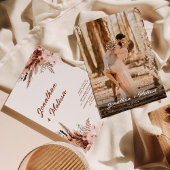 Invitation Floral Pampas Rust Terracotta Script Photo Mariage