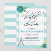 Invitation Floral Paris Bridal Douche - Aquarelle (Devant / Derrière)