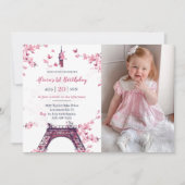 Invitation Floral Paris Tour Eiffel 1er anniversaire de fête  (Devant)