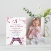 Invitation Floral Paris Tour Eiffel 1er anniversaire de fête  (Debout devant)