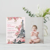 Invitation Floral Paris Tour Eiffel 2e anniversaire Photo (Debout devant)