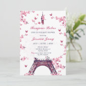 Invitation Floral Paris Tour Eiffel Baby shower (Debout devant)