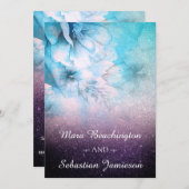 Invitation *~* Floral Parties scintillant bleu violet Mariage (Devant / Derrière)