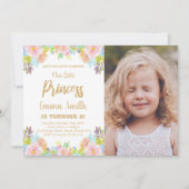 Invitation Floral Parties scintillant Princesse Anniversaire (Devant)