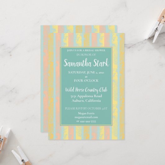 Invitation Floral Pastel Douche nuptiale (Devant/Arrière en situation)