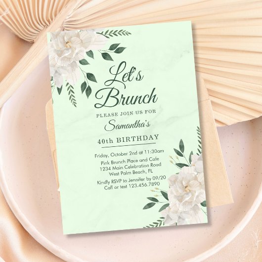 Invitation Floral Pastel Green Brunch N'importe quelle fête