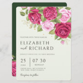 Invitation Floral Pastel Rose d'aquarelle Mariage (Devant / Derrière)