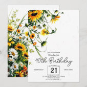 Invitation Floral Pastels Fleurs sauvages 40e anniversaire (Devant / Derrière)