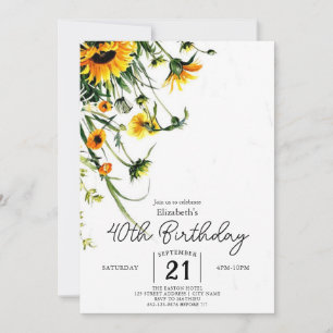 Invitation Floral Pastels Fleurs sauvages 40e anniversaire