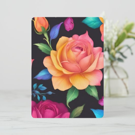 Invitation Floral Patern Rose (Debout devant)