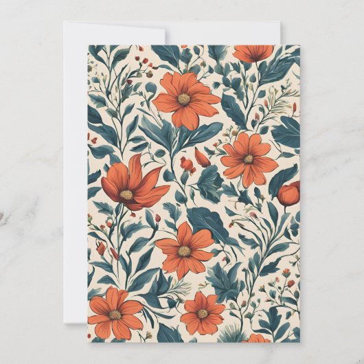 Invitation Floral Pattern of Vibrant Orange Flowers (Devant)