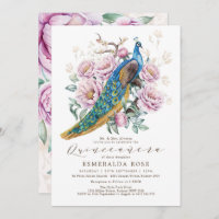 Floral Peacock Quinceañera Mis Quince Anniversaire