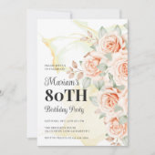 Invitation Floral Peint 80ème anniversaire fête (Devant)