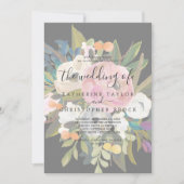 Invitation Floral peint | Faded Dark Grey Le Mariage de (Devant)
