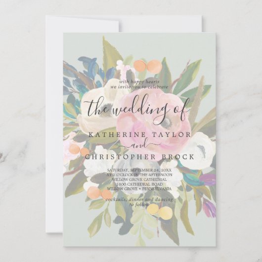 Invitation Floral peint | Le Mariage De (Devant)