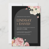 Invitation Floral Peonies et Mariage Rose (Devant)