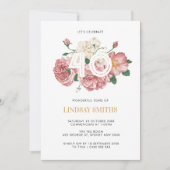Invitation Floral Peonies et Roses 40e anniversaire invitatio (Devant)