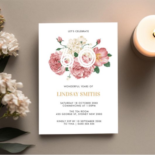 Invitation Floral Peonies et Roses 60e anniversaire invitatio