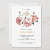Invitation Floral Peonies et Roses 70e anniversaire invitatio (Devant)