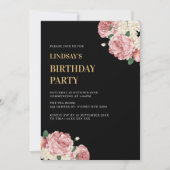 Invitation Floral Peony et Roses à la fête d'anniversaire Noi (Devant)