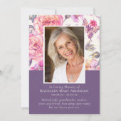 Invitation Floral Peony Photo Memorial Service Program (Devant)