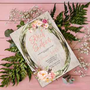 Invitation Floral Peony Rustique 16 Sweet sixteen Anniversair