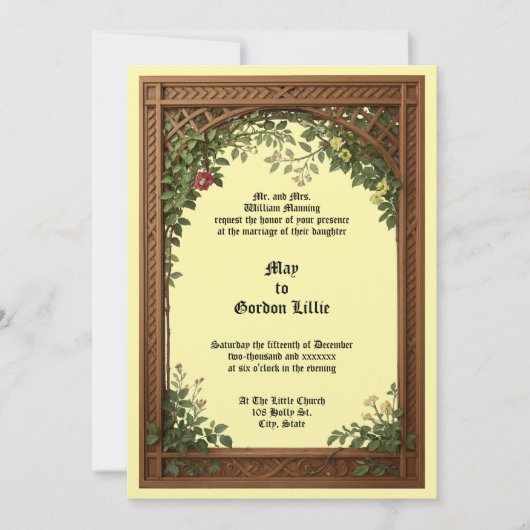 Invitation Floral Pergola Frame Wedding (Devant)