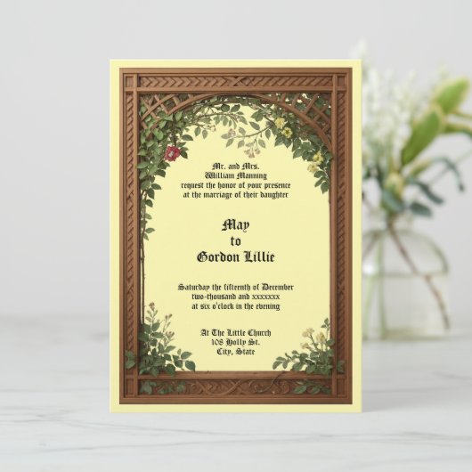 Invitation Floral Pergola Frame Wedding (Debout devant)