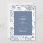 Invitation Floral Périwinkle Bleu Élégant Fête des mariées (Devant)