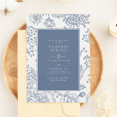 Invitation Floral Périwinkle Bleu Élégant Fête des mariées