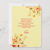 Invitation Floral Personalized Yellow Flat Thank You Card (Dos)
