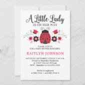 Invitation Floral Petite Dame Ladybug Baby shower fille (Devant)