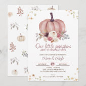 Invitation Floral Petits Citrouilles Tourne un anniversaire (Devant / Derrière)