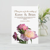 Invitation Floral Photo Mariage Card Peony fleurs (Debout devant)
